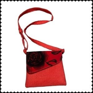 Rose Red Women’s Crossbody Velvet Straw Purse Bag